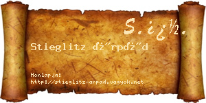 Stieglitz Árpád névjegykártya